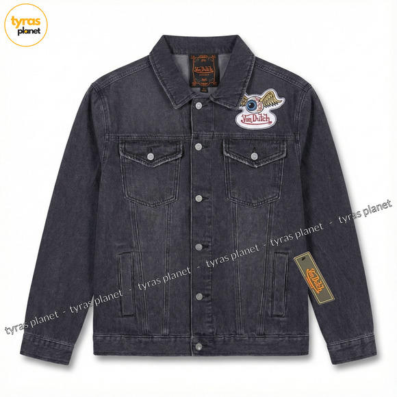 Von Dutch Other - NWT Von Dutch Black Denim Jacket Men’s Flying Eye Wings New - Large Size L